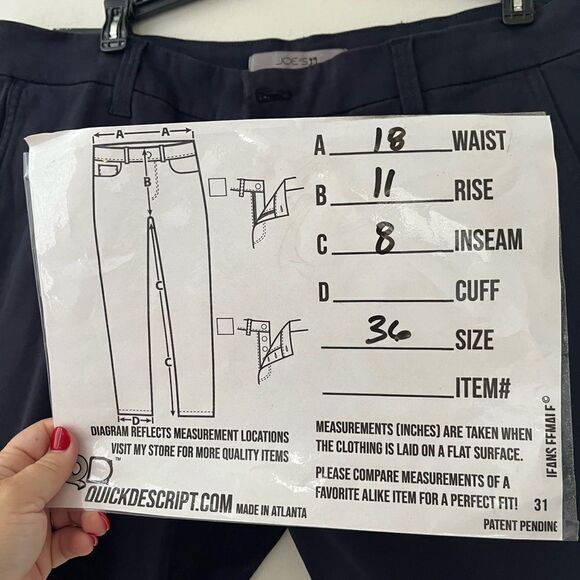 Joes Jeans Men’s Trouser Chino Short With Stretch in Navy Night Sky Size 36, NWT - Picture 5 of 8